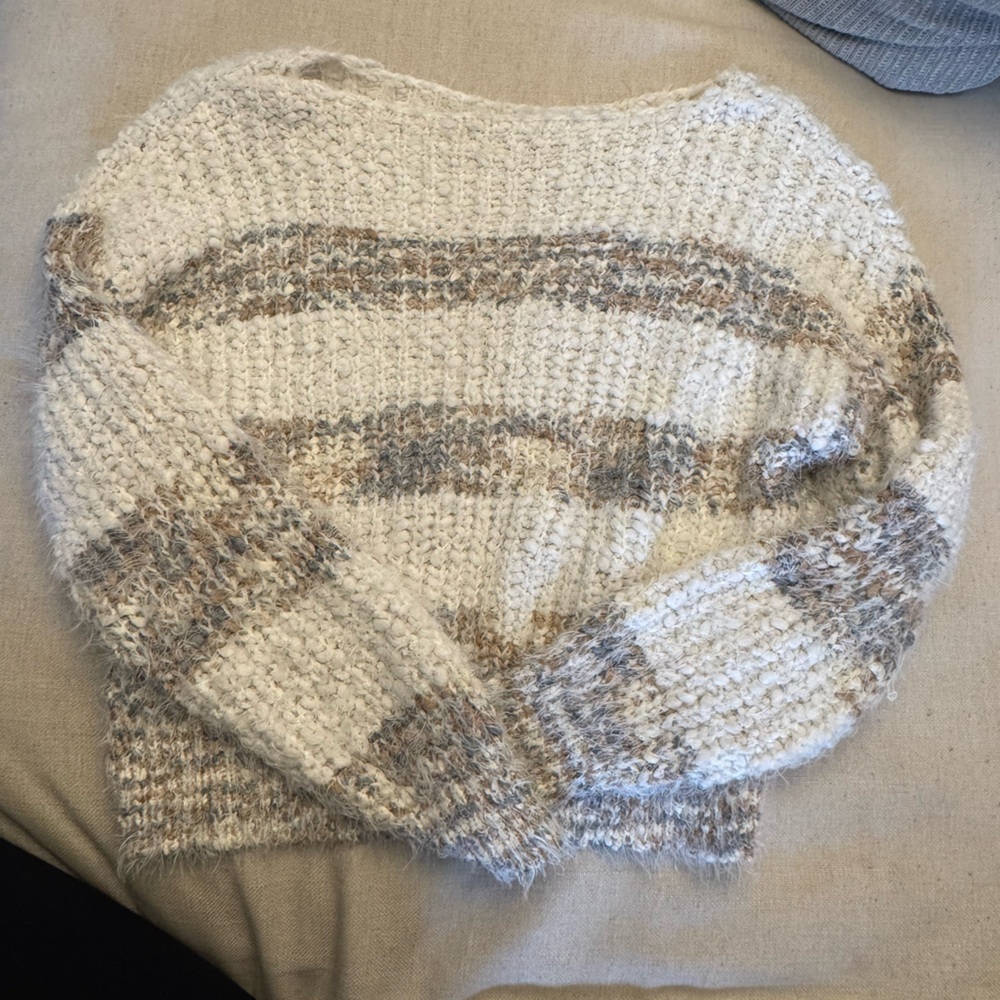 Forever 21 Cream and Brown Knit Sweater